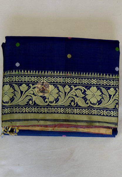 Folded Bishnupuri pure katan silk saree – heirloom Bengal handloom deepening in beauty with every wear, ethically sourced artisan saree by Dakshin Vastram, ships to India, UK, USA and EU