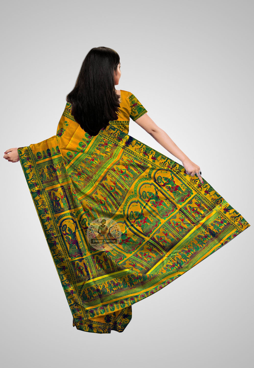 Buy Baluchari Silk Saree online – Handloom Baluchari Silk Saree rear view