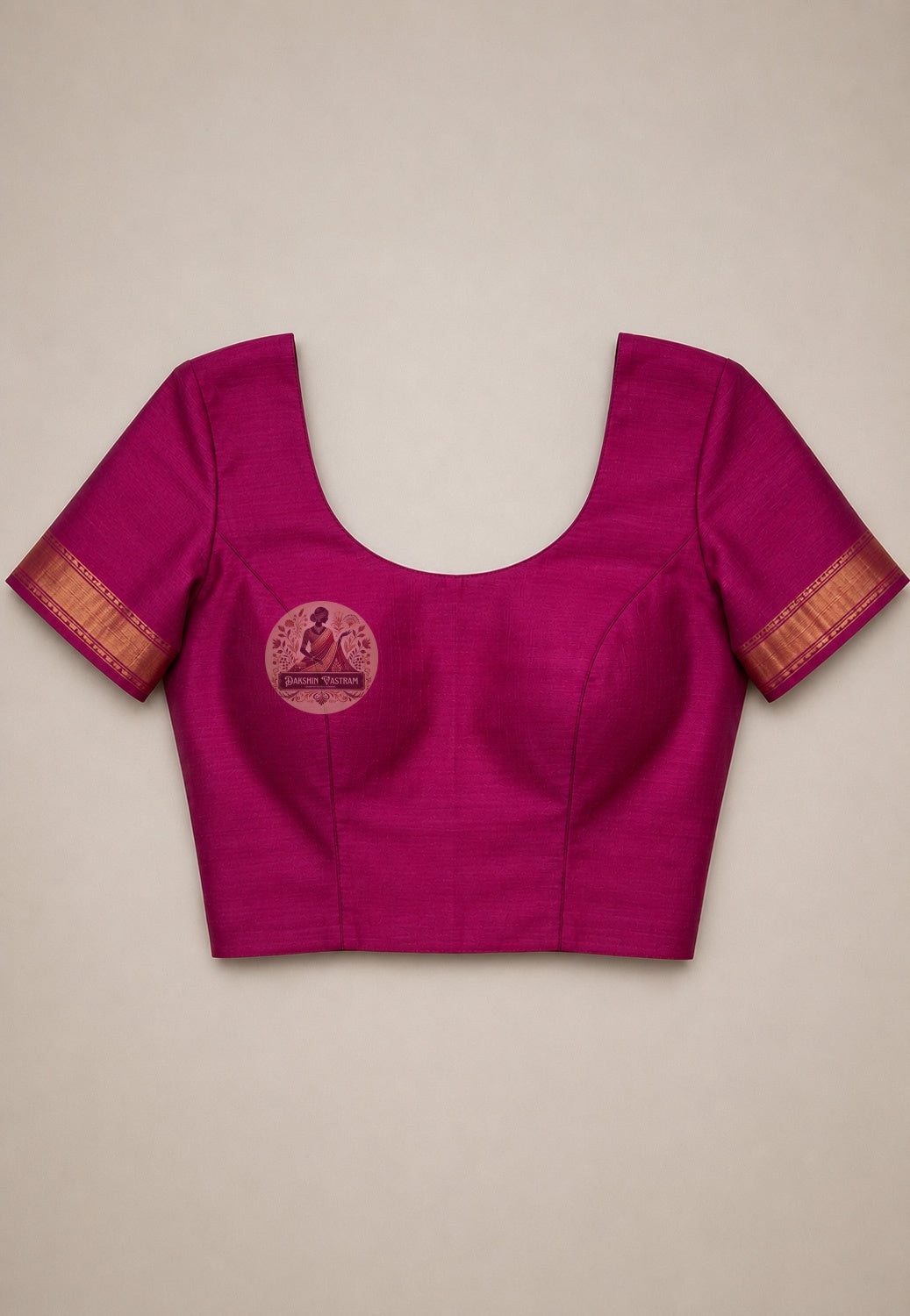 Close-up of running blouse fabric from Bishnupur Pure Katan Silk Saree set, featuring coordinating handwoven Katan silk with complementary traditional Bengali motif border detail