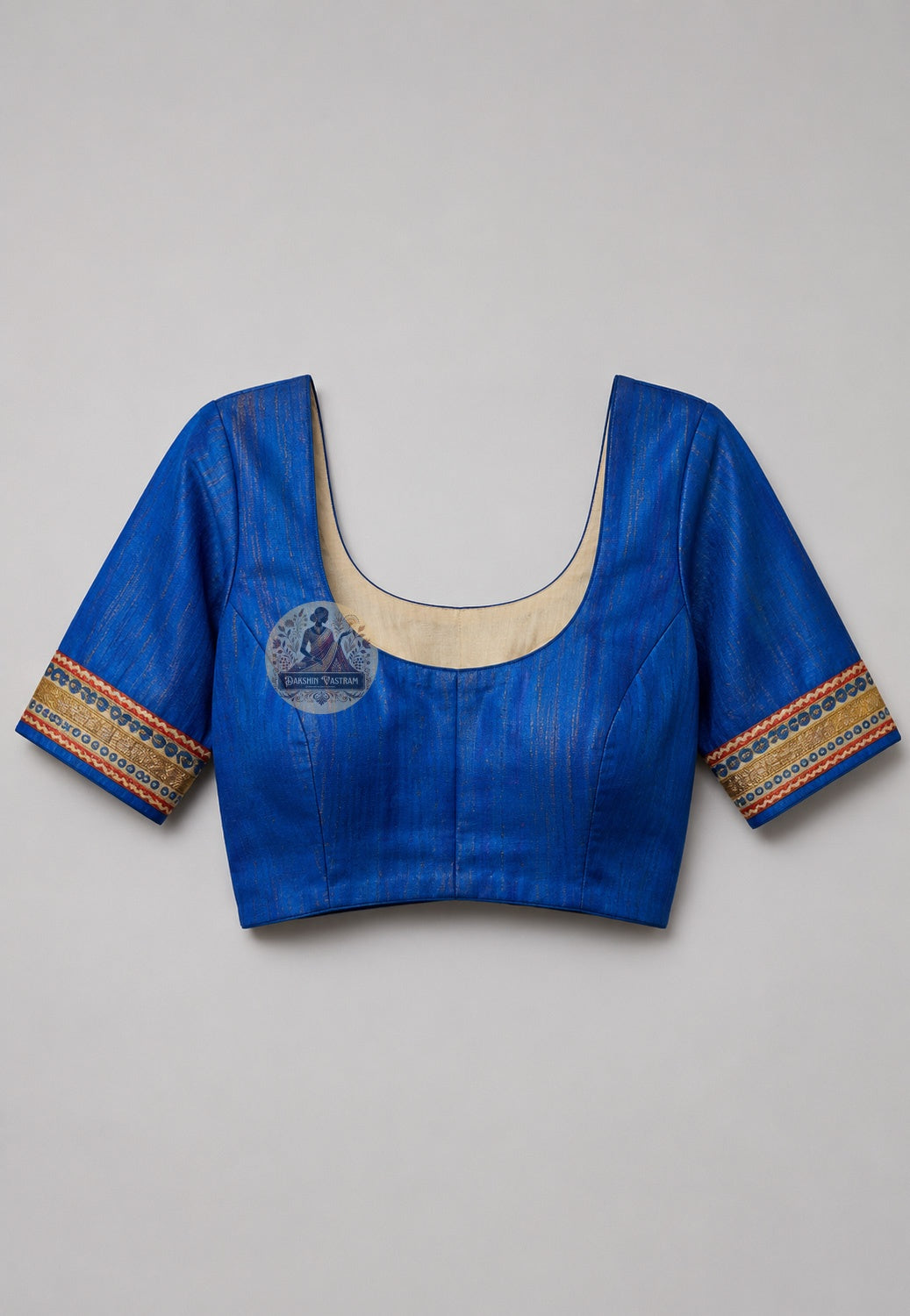 Close-up of Ghicha Tussar Silk blouse fabric showing warmly uneven handloom weave and wild Tussar silk depth, crafted for mundan ceremonies in Varanasi and Indian festive occasions
