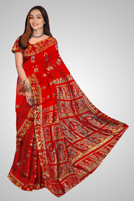 Buy Swarnachari Saree online – Front view with intricate handwoven motifs