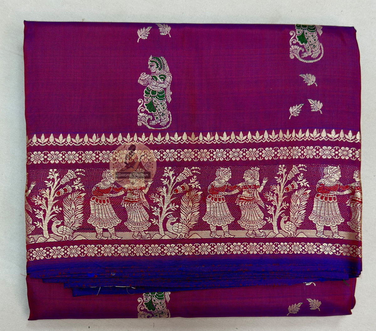 Premium Baluchari saree in mustard yellow with traditional West Bengal narrative weave