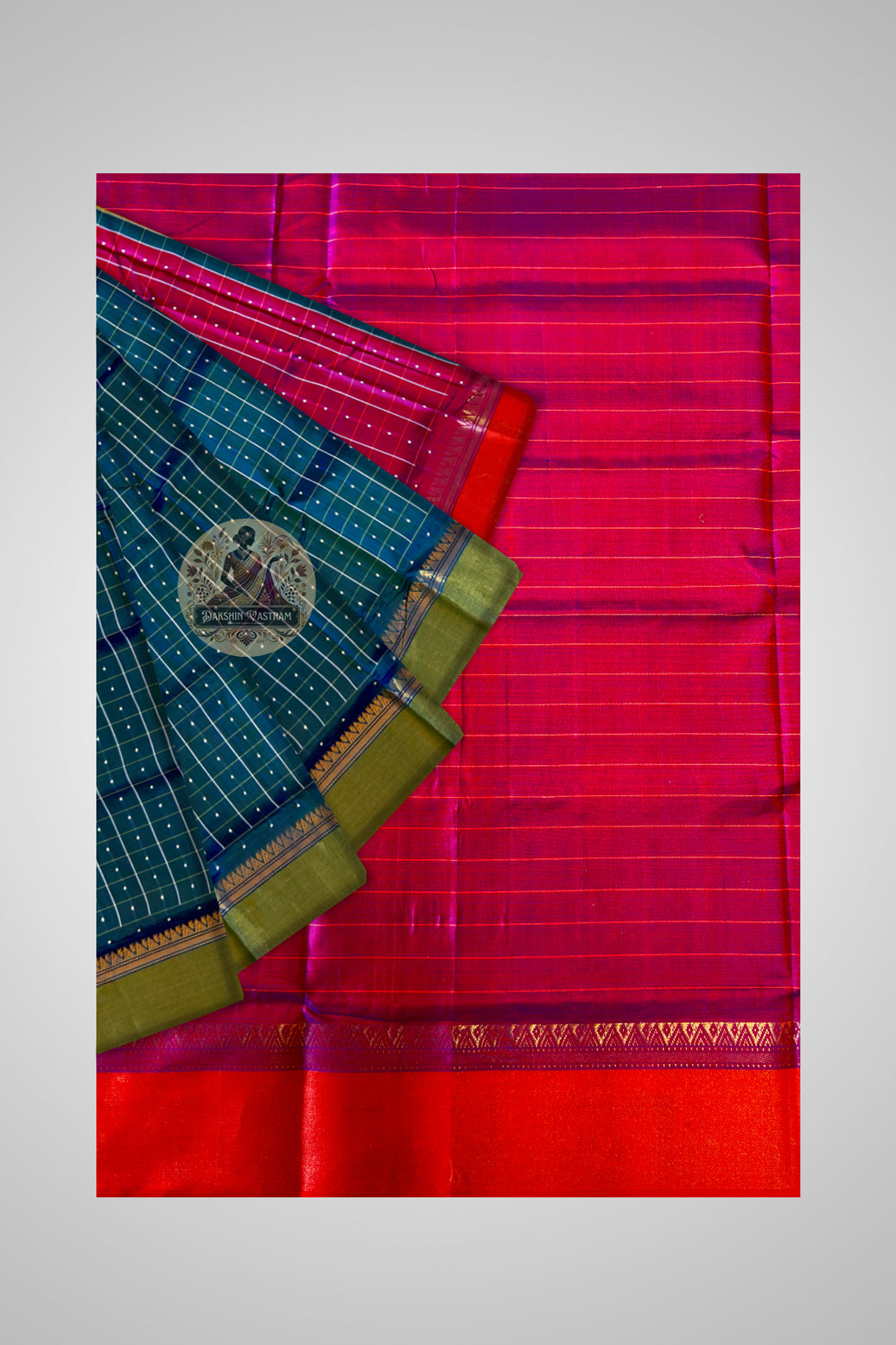 Bishnupur Bindu Buti saree pallu detail – intricate woven dot and sprig motifs from Bishnupur's Malla kingdom silk tradition, unique handloom craftsmanship | Dakshin Vastram
