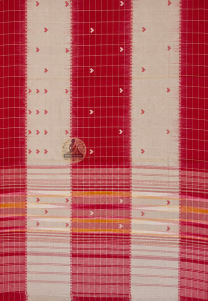 Close-up of pure cotton handloom weave showing fine natural texture and traditional craftsmanship, designed for the confident modern Indian woman