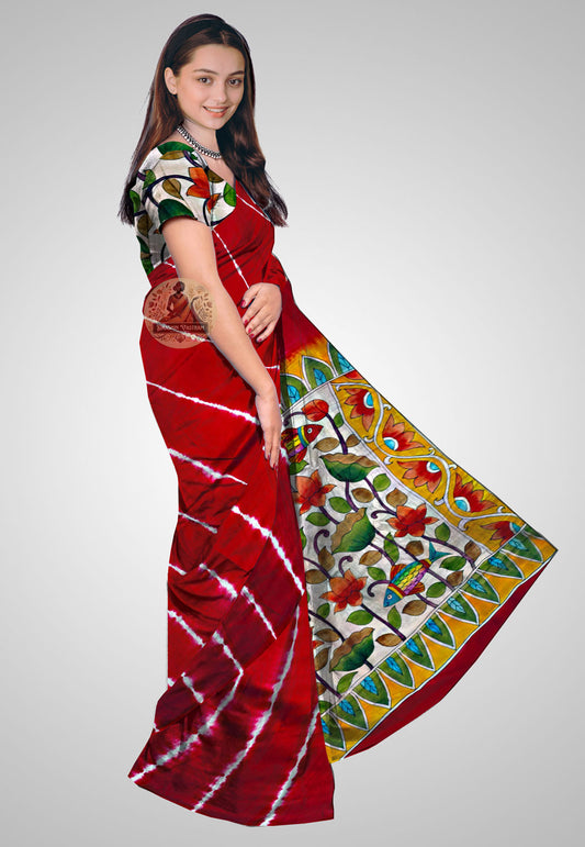 Traditional saree side view – Handwoven texture in profile