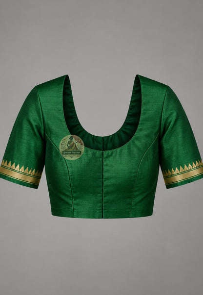 Matching blouse piece included with Bishnupur Katan silk handloom saree, pre-matched and handwoven in West Bengal, gifting ready