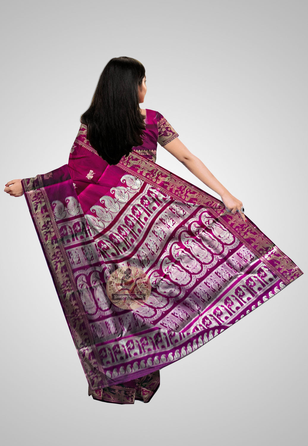 Buy Baluchari Silk Saree online – Handloom Baluchari Silk Saree rear view