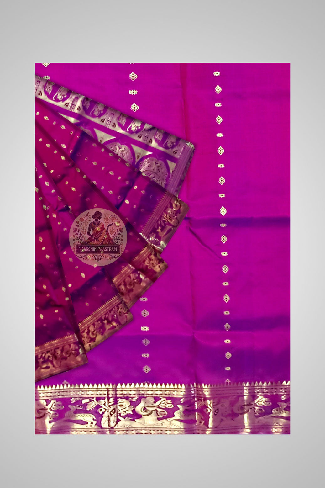 Buy Swarnachari Pure Silk Saree online – Regal Purple blouse view