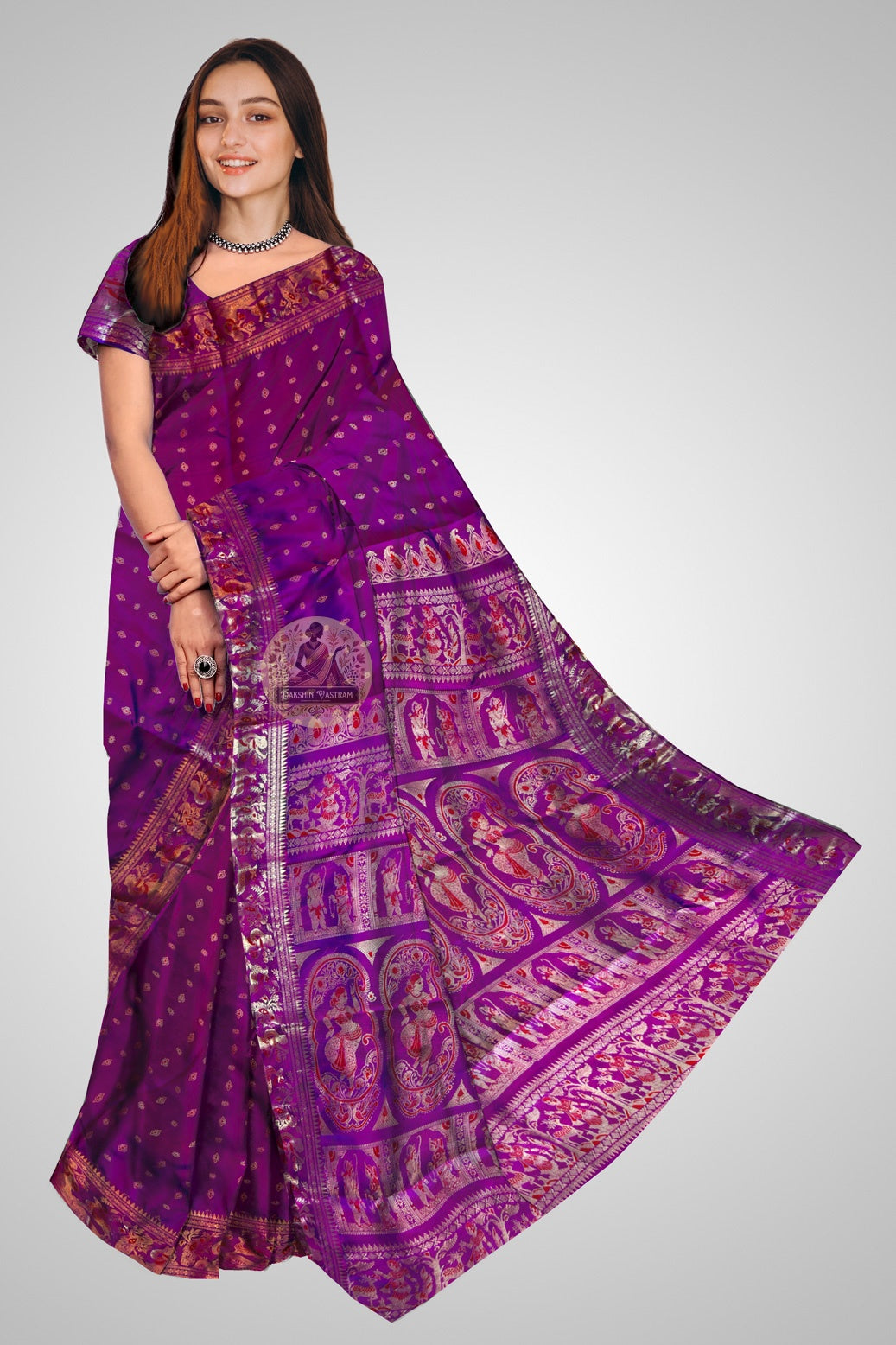Buy Swarnachari pure silk saree online – front view elegant drape