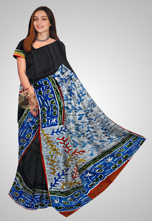 Traditional Indian Pure Silk Saree – Elegant front drape view
