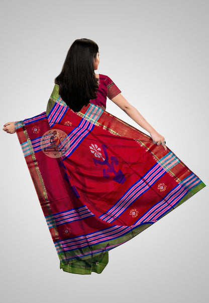 Rear View of Handloom Pure Silk Saree – Traditional pallu styling