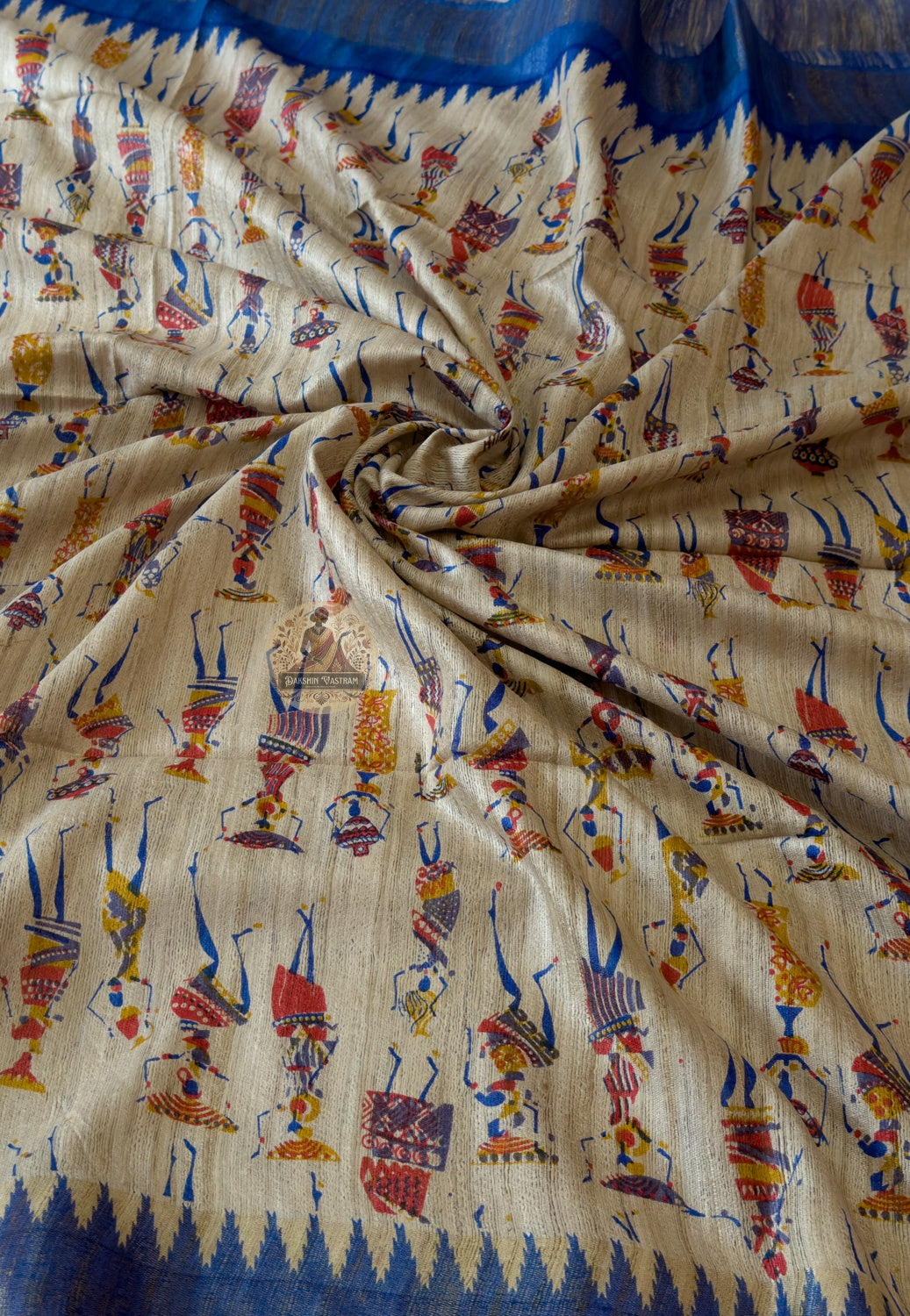 Close-up of Ghicha Tussar Silk weave revealing raised natural texture, wild silk fibres from Jharkhand forests and centuries-old handloom craftsmanship — a memory woven into every thread