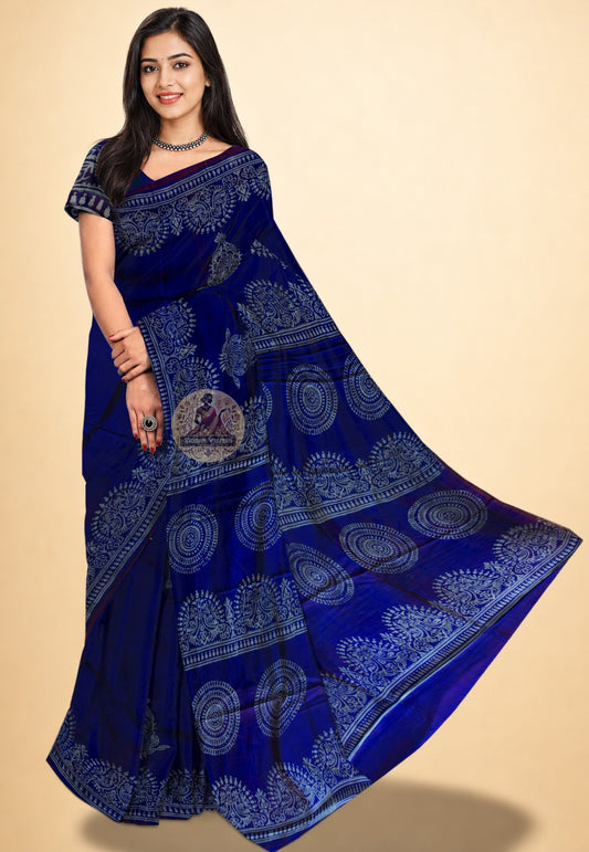 Bishnupur Pure Katan Silk Saree front view – handwoven Bengal Katan silk saree for Navratri in El Paso and cultural celebrations across USA | Dakshin Vastram