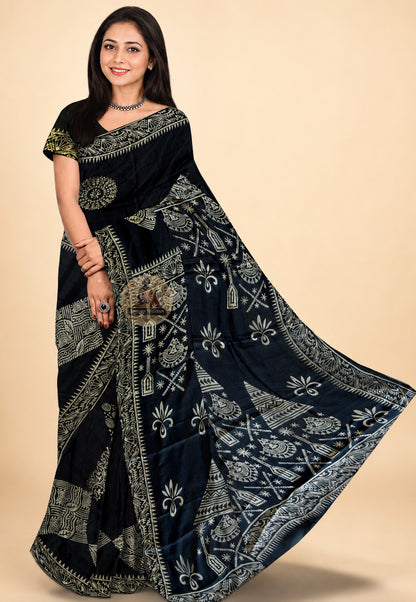 Bishnupur Pure Katan Silk Saree front view – handwoven Bengal Katan silk saree for Diwali in Albuquerque and cultural celebrations across USA | Dakshin Vastram