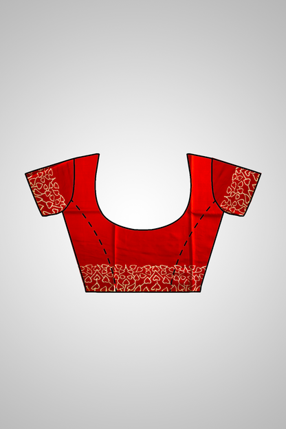 Shop Traditional Block Print Silk Saree – Saree with blouse piece view
