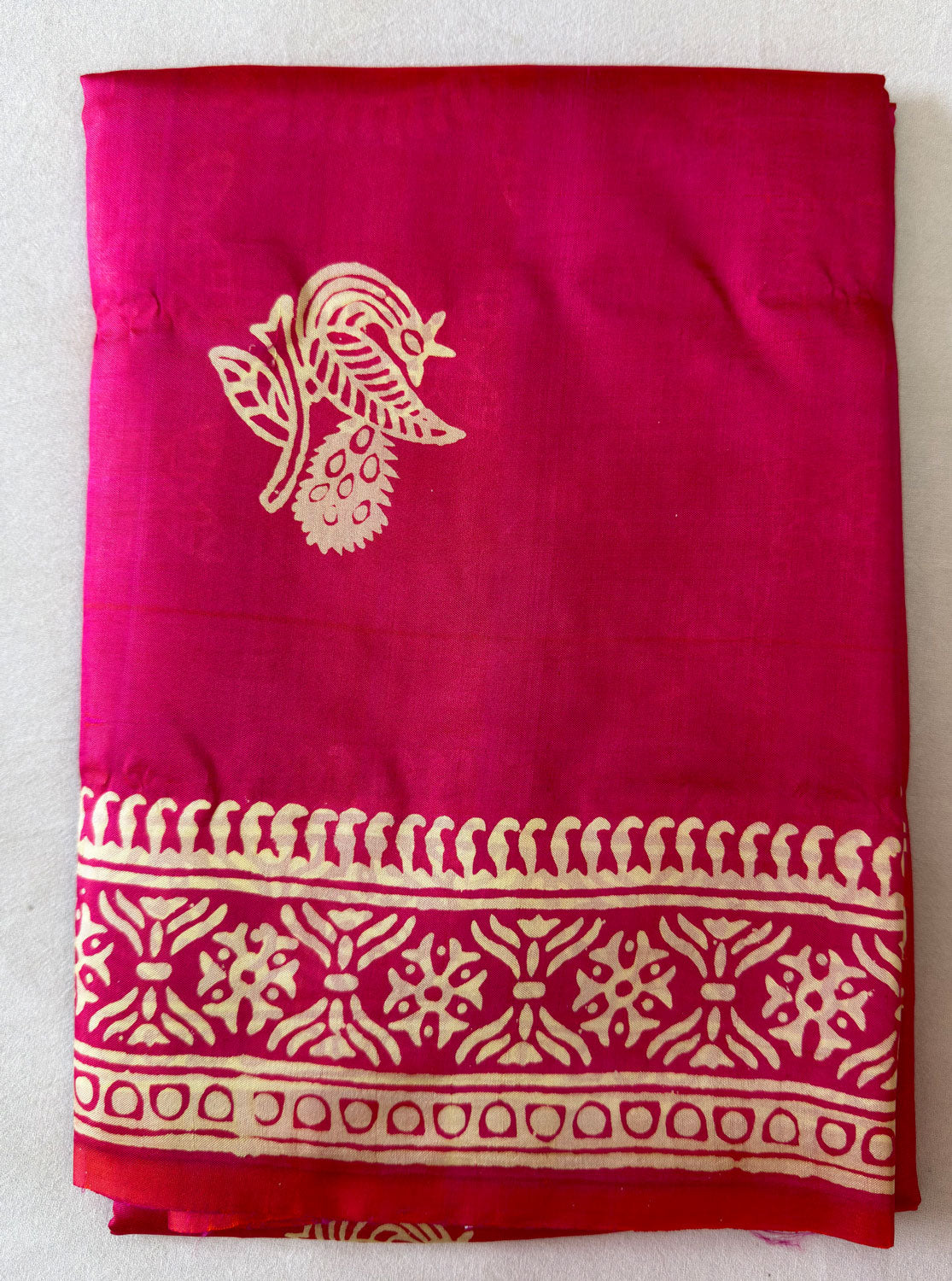 Bishnupur Silk Block Print Saree folded – premium pure silk heirloom saree by Dakshin Vastram, carefully packaged and delivered across USA, India, UK and Europe