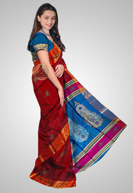 Buy Heritage Silk Saree – Artisan silk viewed from the side
