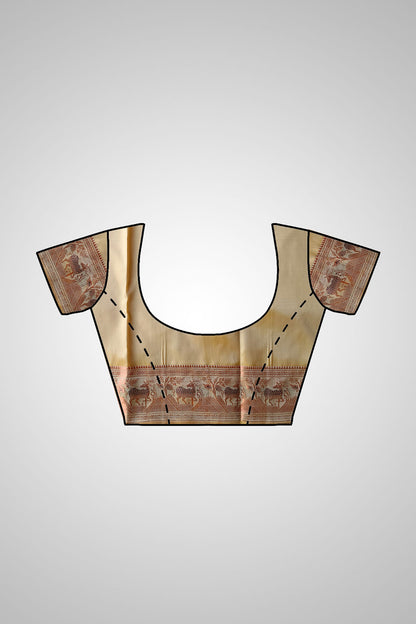 Shop Swarnachari Silk Saree – Saree with matching stitched blouse view