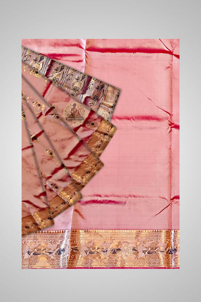 Buy Traditional Swarnachari Saree online – Detailed close-up of silk and motifs