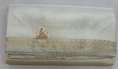 Full view of Bishnupur Pure Katan Silk Saree by Dakshin Vastram — a handwoven heirloom in pure Katan silk from Bengal, crafted for weddings, Durga Puja and cultural celebrations across UK, USA, EU and India, and made to be kept