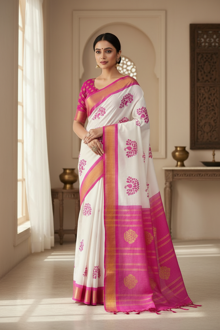 Kasavu Saree | Organic Cotton Kasavu Saree – Ethically Crafted Elegance from India