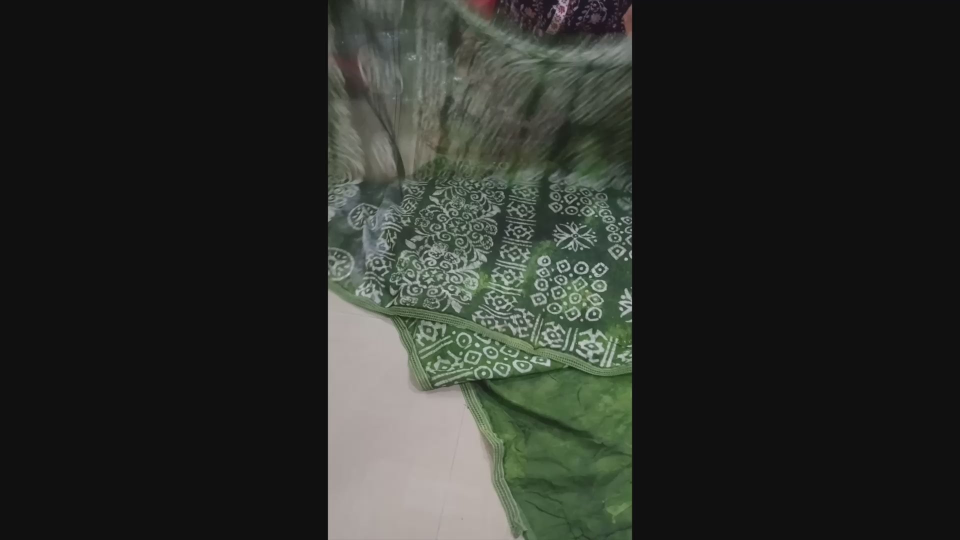 Saree Full View: Full view of Dola Cotton Saree draped on a model, perfect for casual or formal occasions with an elegant, timeless look.