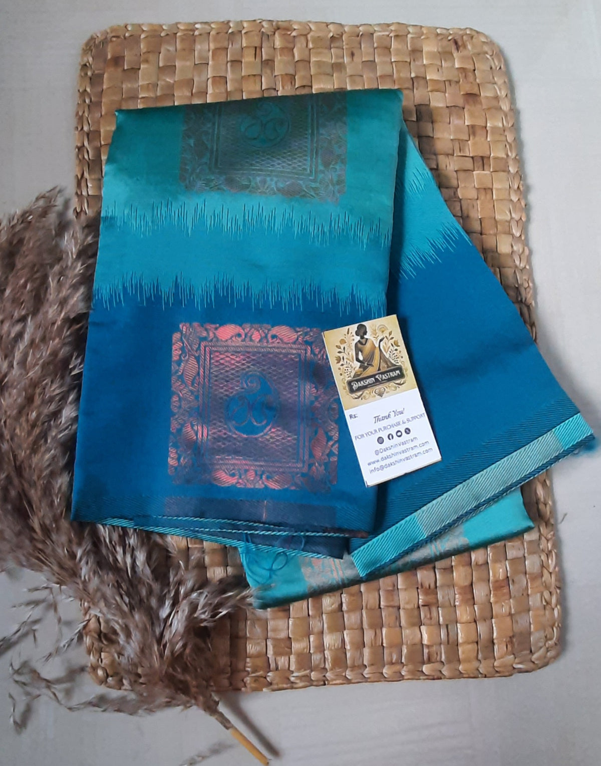Side view of Soft Art Silk Saree with a graceful fall and beautiful sheen.