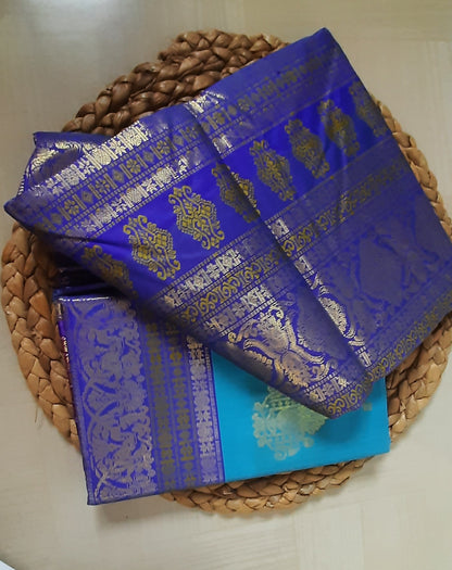 Back view of Soft Semi Silk Saree highlighting its refined texture and beautiful fall.