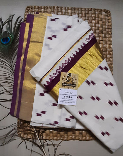 Buy Organic Kasavu Saree online – Organic Cotton Kasavu Saree rear view