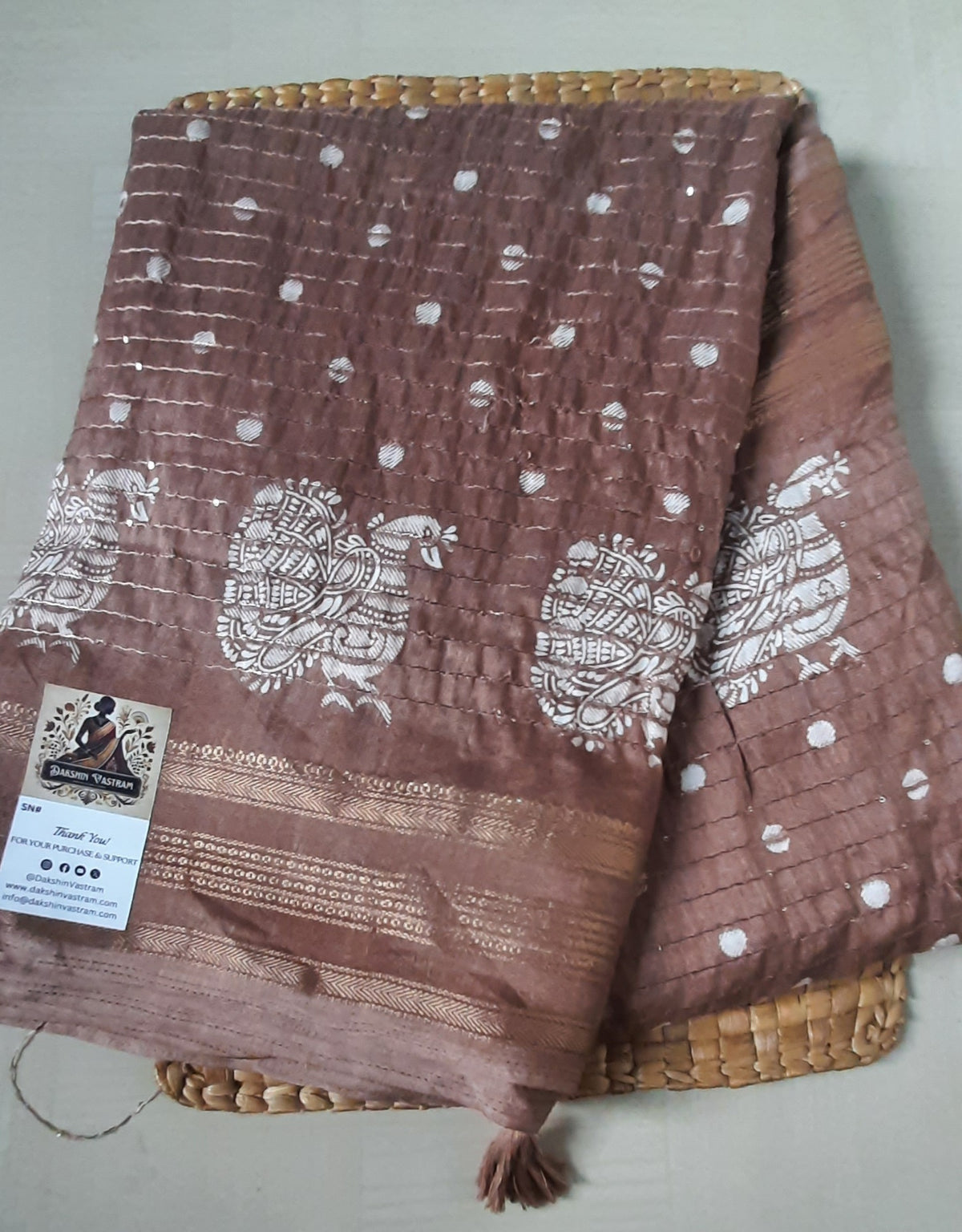 Sequins Silk Saree side view