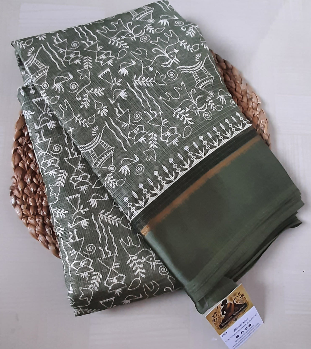 Buy South Indian Saree online – Crochet Linen Saree blouse view