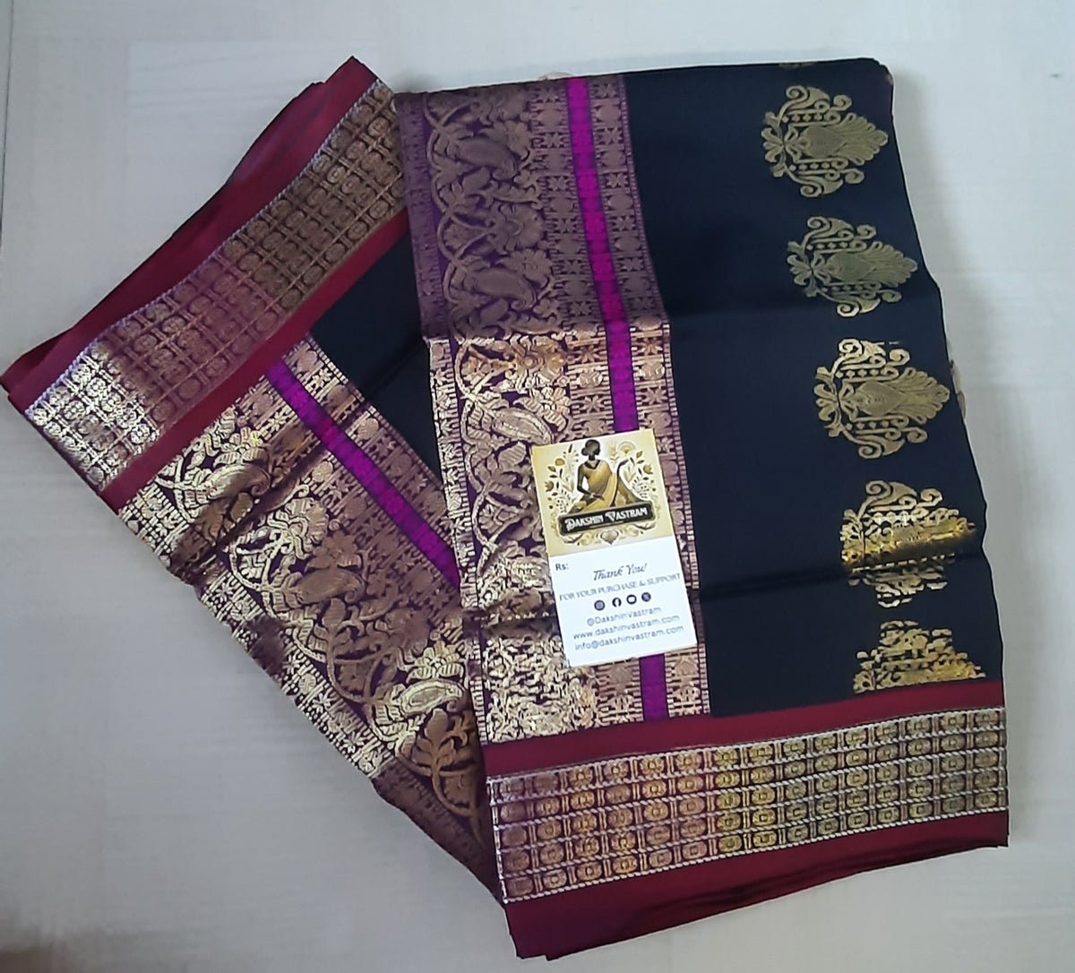 Back view of Soft Semi Silk Saree emphasizing its refined look and soft texture.