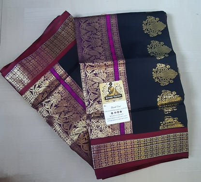 Back view of Soft Semi Silk Saree emphasizing its refined look and soft texture.