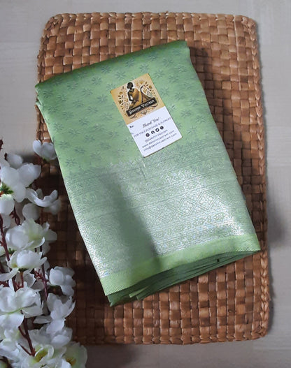 Saree Front Side: Front view of the Mow Silk Saree, showcasing its luxurious organic silk fabric and smooth texture.