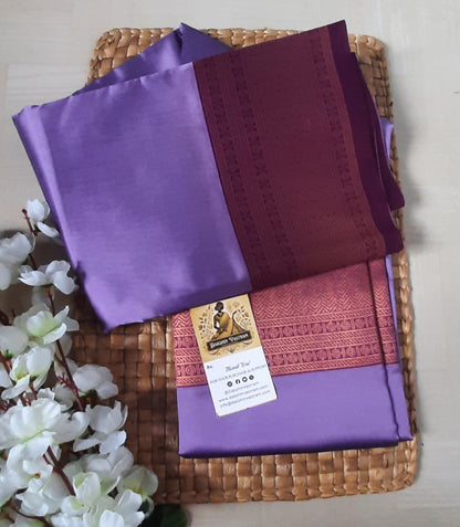 Rear view highlighting the drape and refined texture of the Mow Silk Saree.