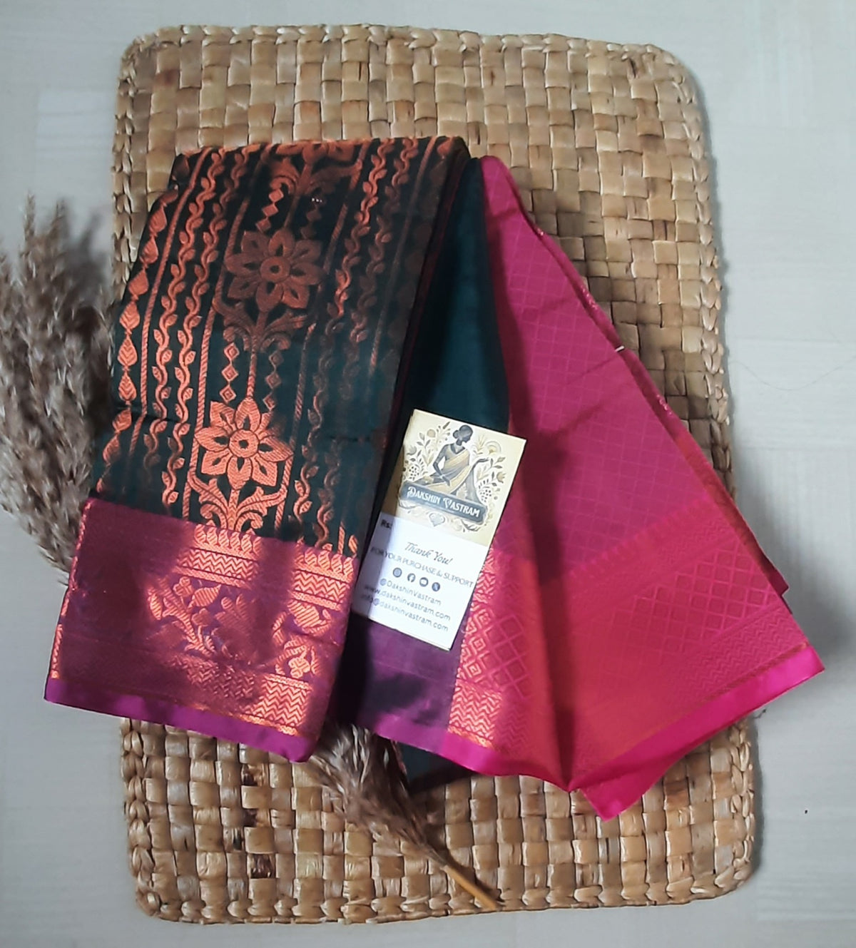 Side view of Soft Art Silk Saree highlighting its graceful flow and soft fabric.