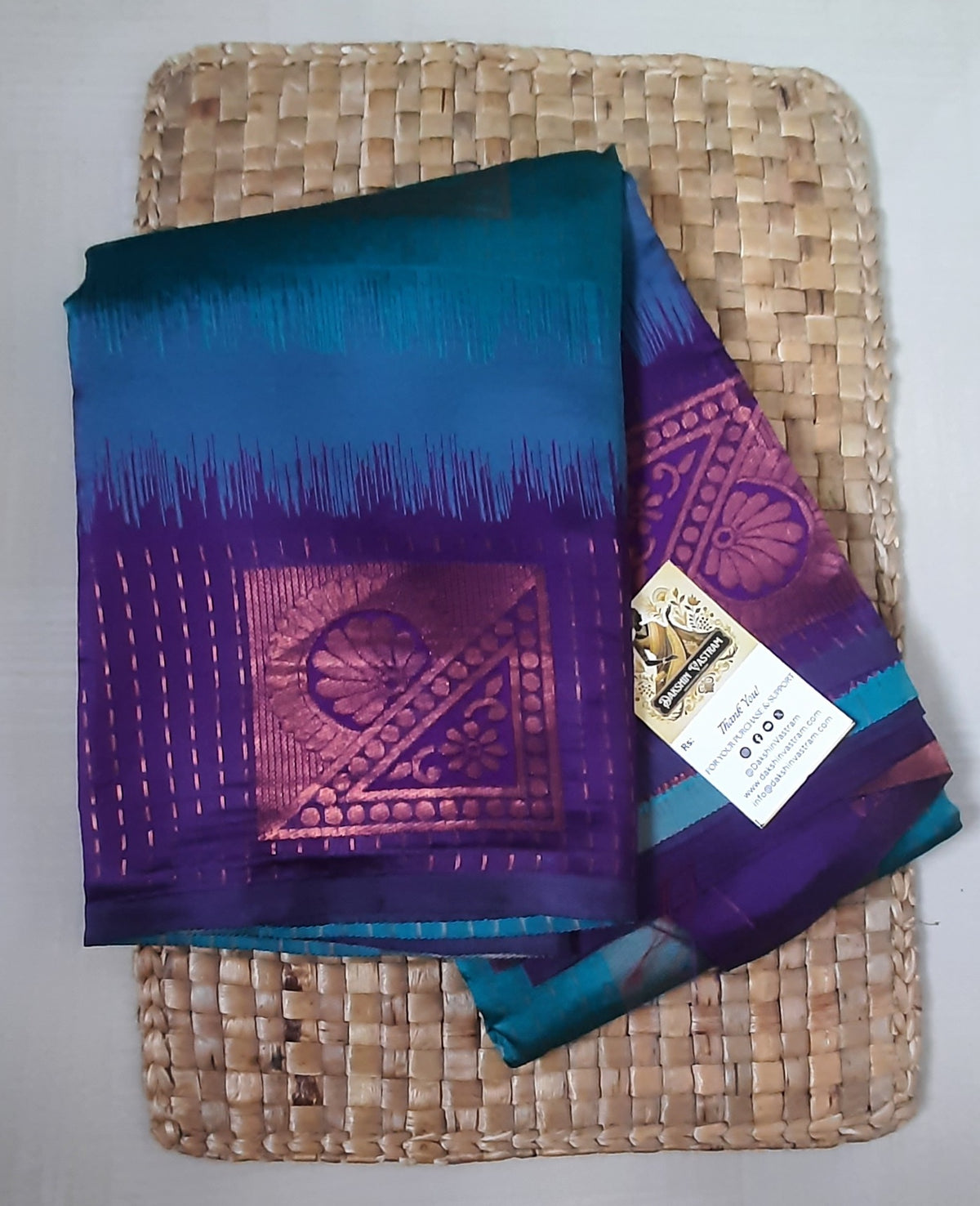 Side view of the Soft Art Silk Saree, highlighting its beautiful fall and luxurious fabric.