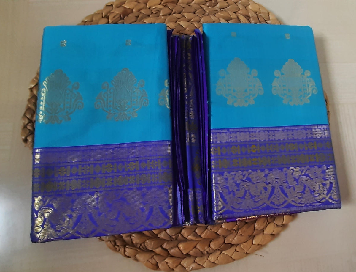 Side profile of Soft Semi Silk Saree with elegant and graceful draping.